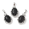 Natural Lava Rock Oval Pendants G-NH0025-15P-16-1