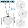 2Pcs Stainless Steel Heart Cinerary Casket Pendant Necklaces NJEW-CN0001-25-2