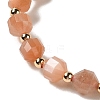 Faceted Natural Sunstone Stretch Beaded Bracelets BJEW-P318-01G-04-3