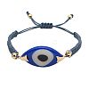 Horse Eye with Evil Eye Acrylic Braided Bead Bracelet BJEW-BB7272425-N-1