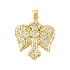 Cross Theme Rack Plating Brass Micro Pave Cubic Zirconia  Pendants KK-Z074-59G-1