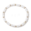 Natural Freshwater Shell Column Beaded Stretch Bracelets for Women BJEW-JB10934-1