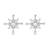 Brass Pave Clear Cubic Zirconia Stud Earring Findings KK-F875-09P-1