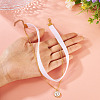 Alloy Enamel Letter Pendant Single Face White Velvet Ribbon & Brass Chain Double Layered Choker Necklaces NJEW-TAC0036-5