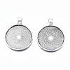 Tibetan Style Flat Round Alloy Pendant Cabochon Settings TIBEP-Q049-08AS-RS-1