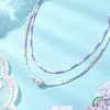 Glass Beaded Double Layer Necklaces NJEW-MZ00070-03-1