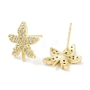 Brass Micro Pave Clear Cubic Zirconia Stud Earrings for Women EJEW-S217-D06-2