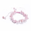 Adjustable Natural Rose Quartz Chip Beads Braided Bead Bracelets BJEW-JB04392-01-1