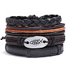 4Pcs Weave Imitation Leather Multi-strand Bracelets for Men WGB022D-23-1