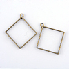 Rack Plating Alloy Rhombus Open Back Bezel Pendants LS-X-PALLOY-S047-22F-FF-1