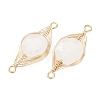 Natural Quartz Crystal Rock Crystal Faceted Hexagonal Cut Flat Round Links Connector Charms with Copper Herringbone Wire-Wrapped KK-Z152-07G-06-2