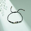 Natural Agate & Brass Clover Beaded Cord Bracelet BJEW-JB08366-02-2