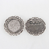 Tibetan Style Alloy Brooch Cabochon Settings X-PALLOY-N0085-70AS-2