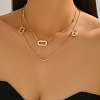 French Alloy Pave Clear Cubic Zirconia Hollow Geometric Oval Link Chain Long Necklaces for Women Party Casual QU7479-6