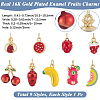 9Pcs 9 Styles Brass Enamel Pendants KK-BBC0019-50-2
