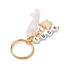 Alloy Enamel Acrylic with Natural Rose Quartz Keychain KEYC-JKC00806-06-4