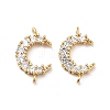 Brass Pave Clear Cubic Zirconia Connector Charms KK-M233-51G-2