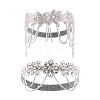 2Pcs 2 Styles Flower Forehead Crystal Rhinestone Headbands OHAR-ME0001-17-1