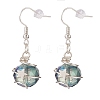 Glass Round with Star Dangle Earrings EJEW-JE05137-4