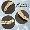 HOBBIESAY 2Pcs 2 Colors 201 Stainless Steel Feather Lapel Pin JEWB-HY0001-29-4