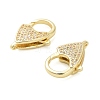 Brass Micro Pave Clear Cubic Zirconia Lobster Claw Clasps KK-I354-01G-01-2