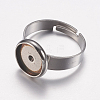 Adjustable 201 Stainless Steel Finger Rings Components STAS-I097-038P-2