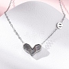 304 Stainless Steel Pave Natural Colorful Shell Heart Pendant Necklaces for Women NJEW-U032-09P-02-2