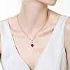 Heart Shape Brass Glass Imitation Ruby Pendants for Women NJEW-BB66014-E-5