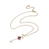 Alloy Enamel Rose with Butterfly Lariat Necklaces with 304 Stainless Steel Chains NJEW-JN04321-1