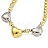 Rack Plating Brass Round & Heart Beaded Necklaces for Women NJEW-C059-21G-2