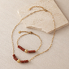 Synthetic Goldstone Hexagon Heishi Beads & 304 Stainless Steel Paperclip Chain Necklace & Bracelets for Women SG1071-3-1