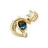 Moon & Star Rack Plating Brass Micro Pave Cubic Zirconia Pendants KK-C037-08G-4