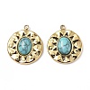 Vacuum Plating 201 Stainless Steel Natural Turquoise Pendants STAS-C064-VC875-3