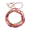 5Pcs Adjustable Nylon Round Gemstone Bead Braided Bracelet Sets NO9066-2-5