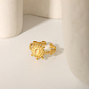 Vintage Adjustable Stainless Steel Pave Natural Stone Flower Cuff Rings for Women NA6440-3