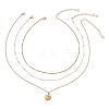 304 Stainless Steel Pendant 316 Surgical Stainless Steel & Plastic Pearl Paperclip Chain 3 Layer Necklaces for Women NJEW-JN05471-01-3