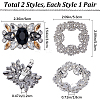 Gorgecraft 4Pcs 2 Style Alloy Rhinestone Shoe Buckle Clips AJEW-GF0008-65-2