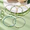 5Pcs 5 Styles Rondelle Faceted Glass Beaded Stretch Bracelets BJEW-JB10331-2