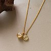 Brass Pave Clear Cubic Zirconia Double Round Ball Pendant Necklaces for Women WG4A742-01-3