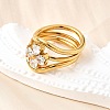 3Pcs 304 Stainless Steel Micro Pave Cubic Zirconia Ring Sets RJEW-S625-01G-5