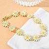 Brass & Enamel Daisy Link Chain Bracelets for Women BJEW-A171-03G-2