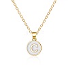 Alloy White Enamel Flat Round with Letter Pendant Necklaces FS-WG63565-03-1