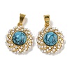 Ion Plating(IP) 304 Stainless Steel Pave Synthetic Turquoise Pendants STAS-U024-16G-03-1