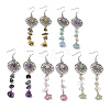 Natural Mixed Gemstone Chip Beads Dangle Earrings EJEW-JE02781-1