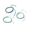 3Pcs 3 Style Natural Shell & Glass Braided Bead Bracelets Set BJEW-B065-07B-3
