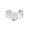 Hollow Heart 304 Stainless Steel Cuff Ring Components SA-CBA82C8-02A-P-2