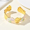 Textured Brass Enamel Cuff Bangles for Women BJEW-A173-04G-1