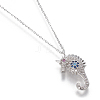 Brass Micro Pave Cubic Zirconia Pendant Necklaces NJEW-I230-15-3