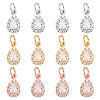 BENECREAT 12Pcs 3 Colors Brass Cubic Zirconia Charms KK-BC0002-77-1