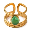 Teardrop Natural Dyed & Heated Green Onyx Agate Finger Rings RJEW-Q822-11G-2